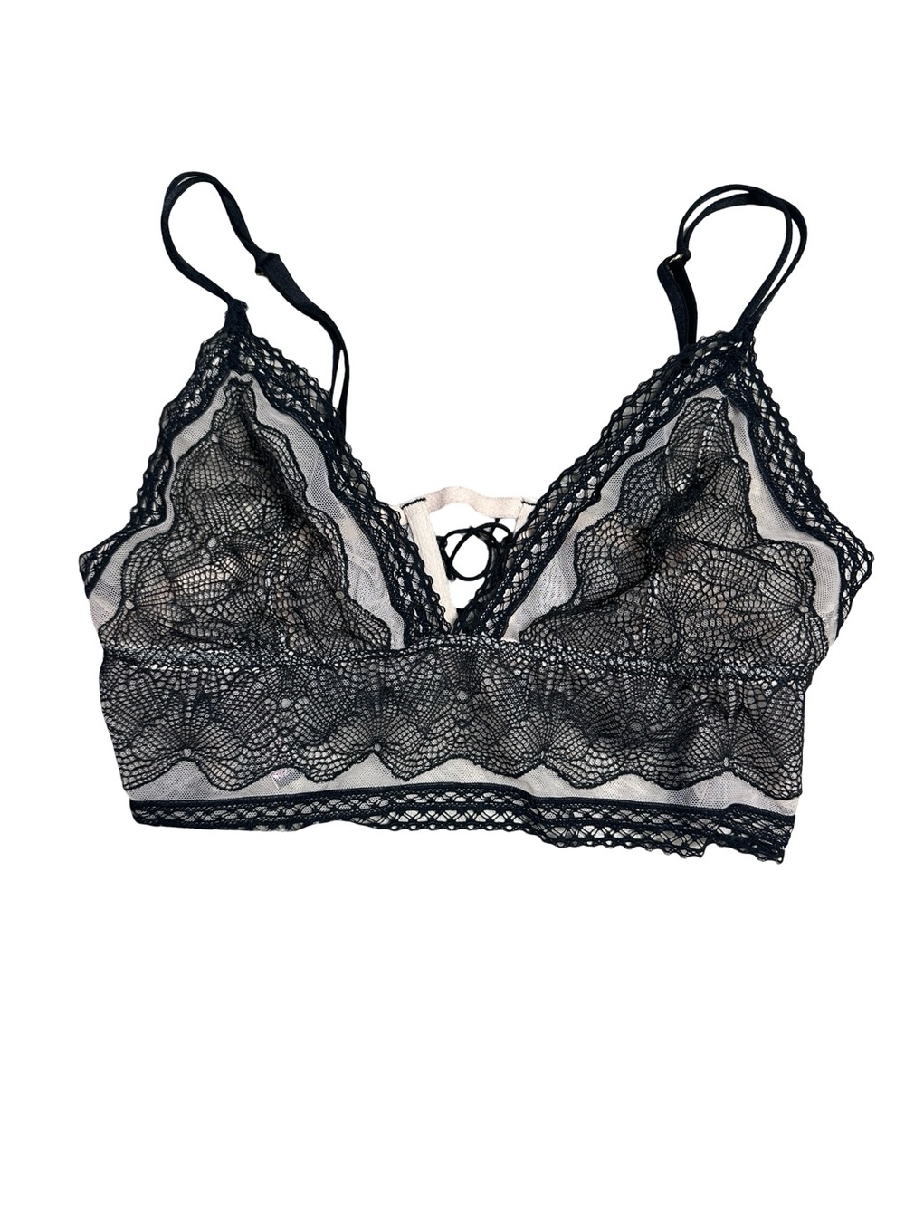 Victoria's Secret Black Nude Lace Longline Bralette L/G